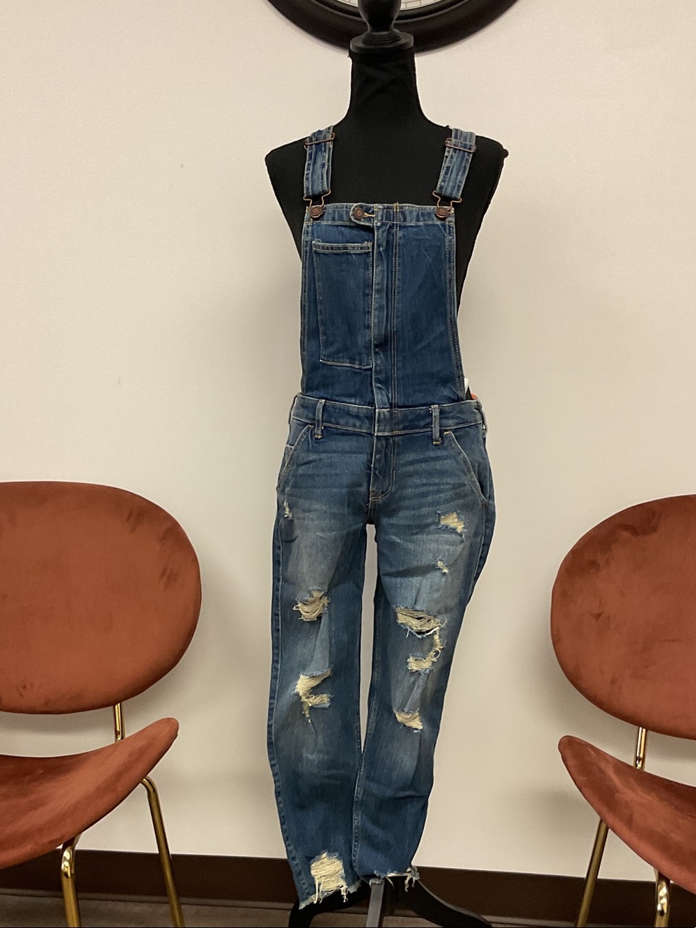 Hollister Distressed Blue Denim Women’s Overalls